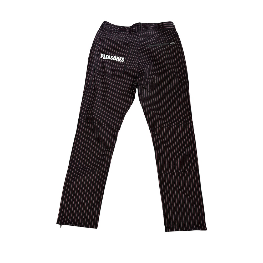 Pleasures Now Mens Black Pink Pinstripe Zipper Leg Pants Streetwear Size 36